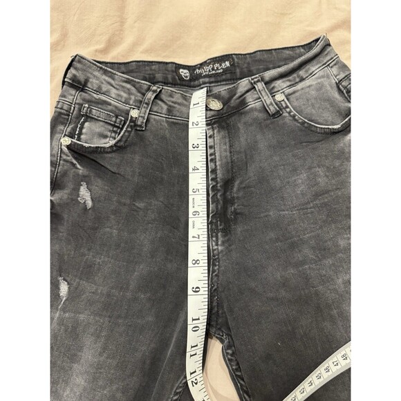 Philipp Plein Jeans Womens 28 Straight Leg Grunge Skull Goth Distressed Italy - Picture 10 of 11